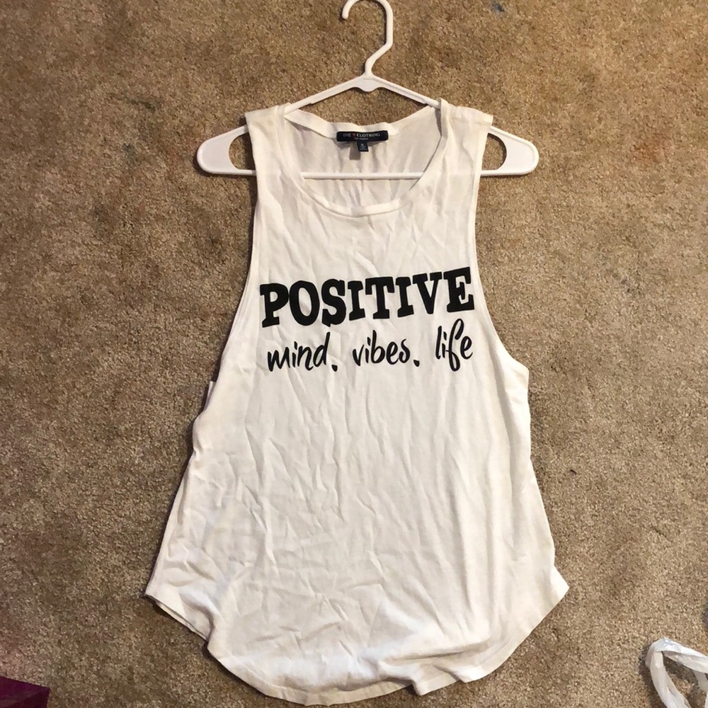 white graphic tank top